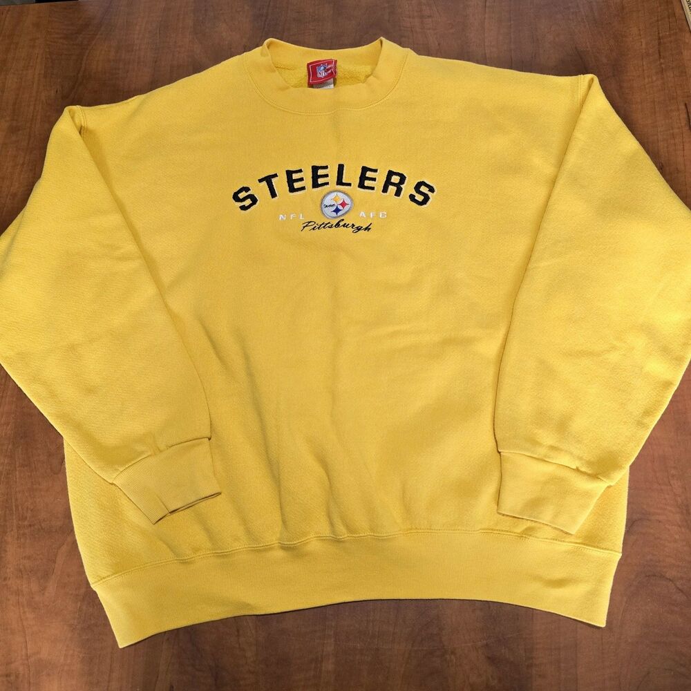 NFL Vintage Pittsburgh Steelers Embroidered Logo 50/50 Crew Neck Sweatshirt XL